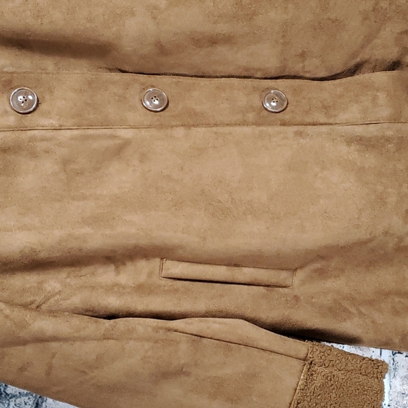 Jessica London | Caramel Brown Faux Suede Boho Prairiecore Overcoat Jacket - Picture 6 of 10